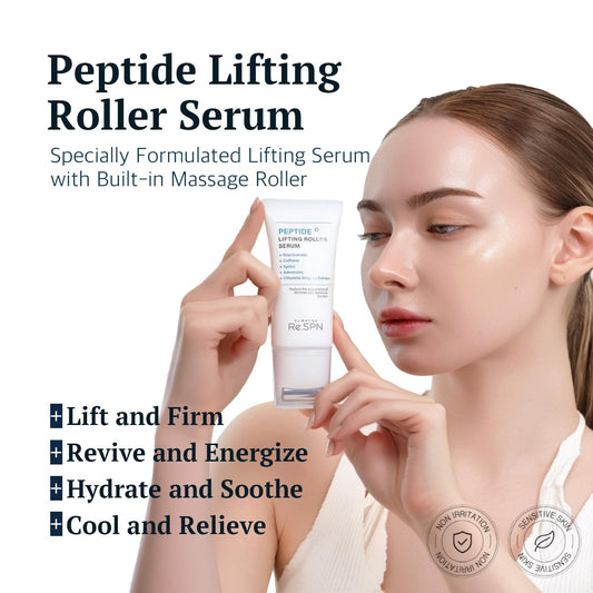 Re.SPN Peptide Lifting Roller Serum – For Wrinkles, Lifting & Pore Tightening on Face & Neck with Gua Sha Applicator, Vegan, Anti-wrinkle Peptide, Niacinamide, K-Beauty (1.69 fl oz)