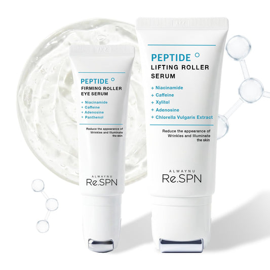 Re.SPN Peptide Duo - Wrinkles & Dark Circles with Gua Sha Applicator, Vegan, Eye Peptide, Niacinamide, K-Beauty