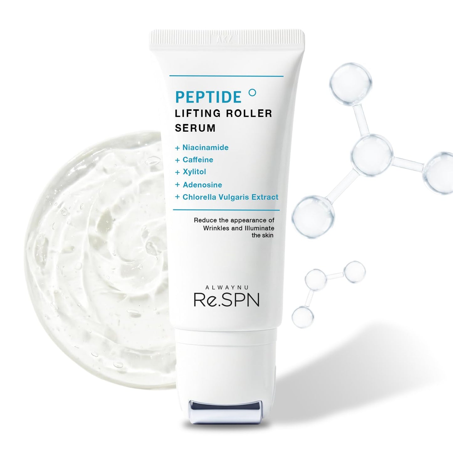 Re.SPN Peptide Lifting Roller Serum – For Wrinkles, Lifting & Pore Tightening on Face & Neck with Gua Sha Applicator, Vegan, Anti-wrinkle Peptide, Niacinamide, K-Beauty (1.69 fl oz)