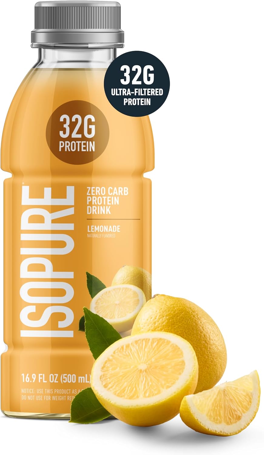 Isopure Zero Carb Clear Protein Drink, Lemonade 12 Count