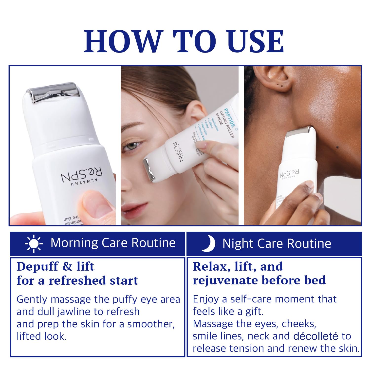 Re.SPN Peptide Lifting Roller Serum – For Wrinkles, Lifting & Pore Tightening on Face & Neck with Gua Sha Applicator, Vegan, Anti-wrinkle Peptide, Niacinamide, K-Beauty (1.69 fl oz)