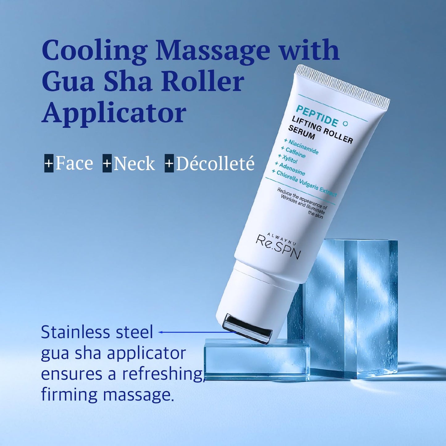 Re.SPN Peptide Lifting Roller Serum – For Wrinkles, Lifting & Pore Tightening on Face & Neck with Gua Sha Applicator, Vegan, Anti-wrinkle Peptide, Niacinamide, K-Beauty (1.69 fl oz)