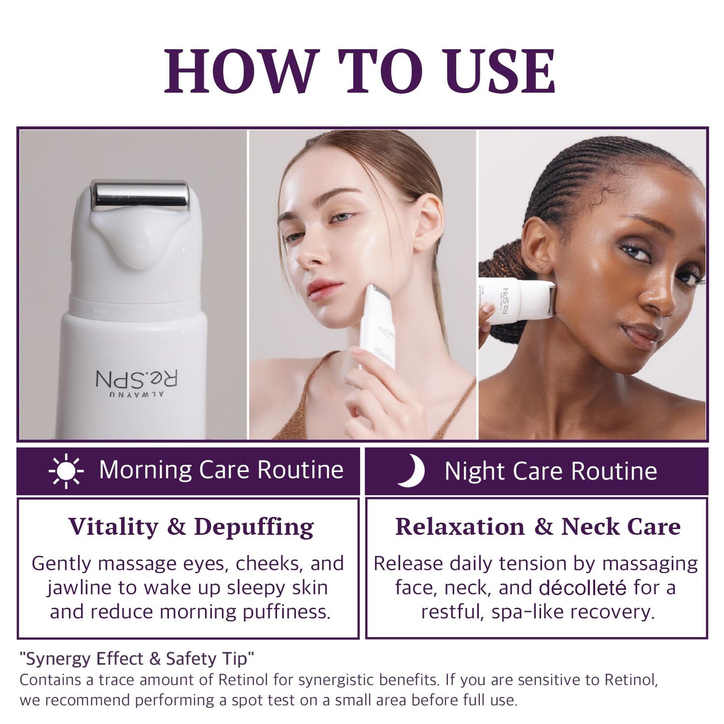Re.SPN Bakuchiol Lifting Roller Cream – For Wrinkles, Lifting & Pore Tightening on Face & Neck with Gua Sha Applicator, Vegan, Natural Retinol, Niacinamide, K-Beauty (1.69 fl oz)