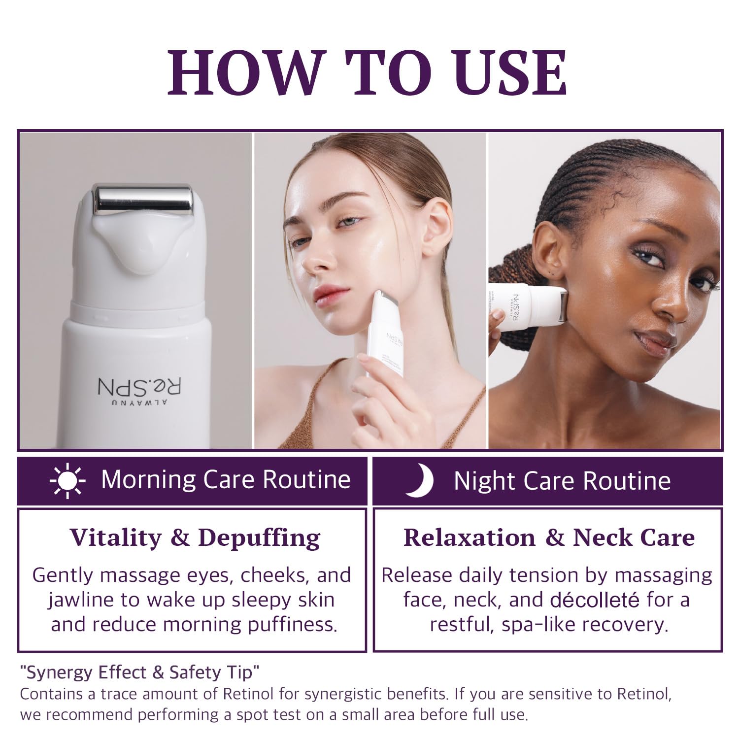 Re.SPN Bakuchiol Lifting Roller Cream – For Wrinkles, Lifting & Pore Tightening on Face & Neck with Gua Sha Applicator, Vegan, Natural Retinol, Niacinamide, K-Beauty (1.69 fl oz)