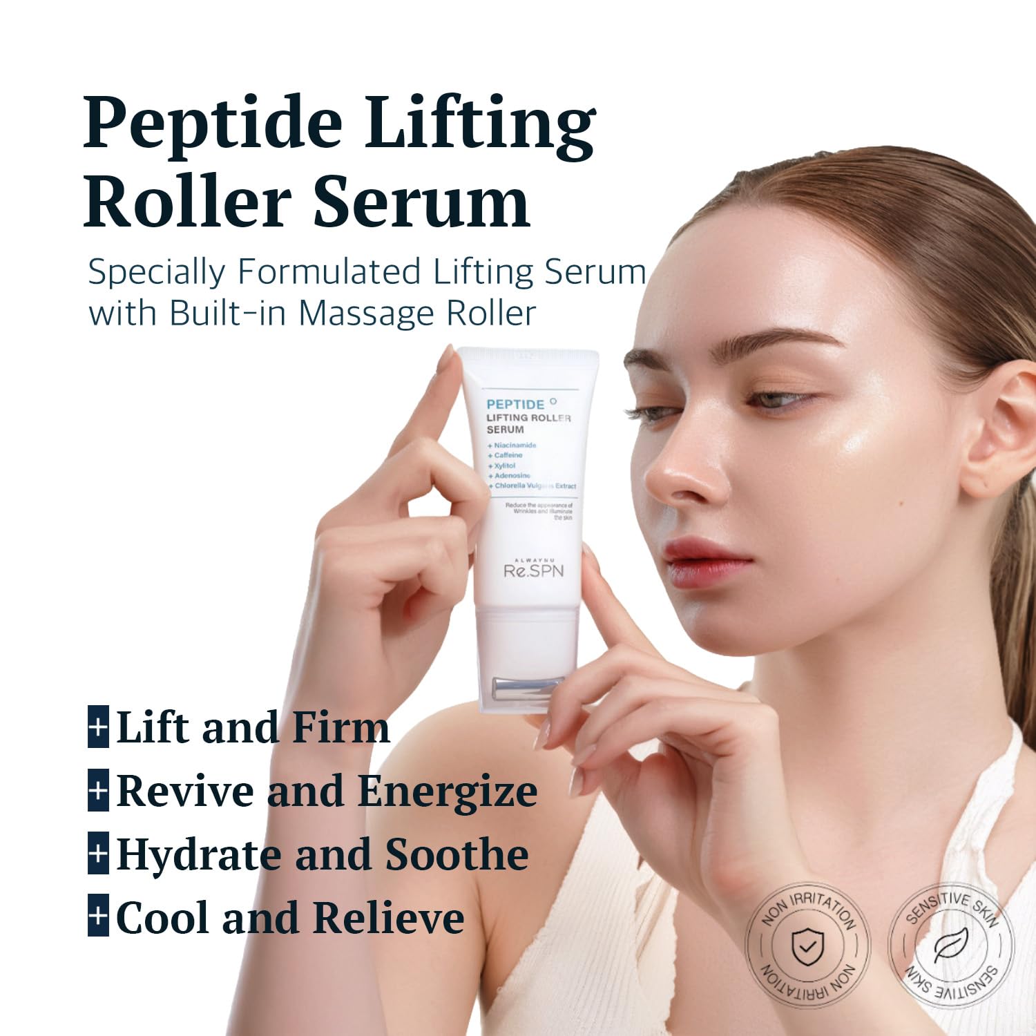 Re.SPN Peptide Duo - Wrinkles & Dark Circles with Gua Sha Applicator, Vegan, Eye Peptide, Niacinamide, K-Beauty