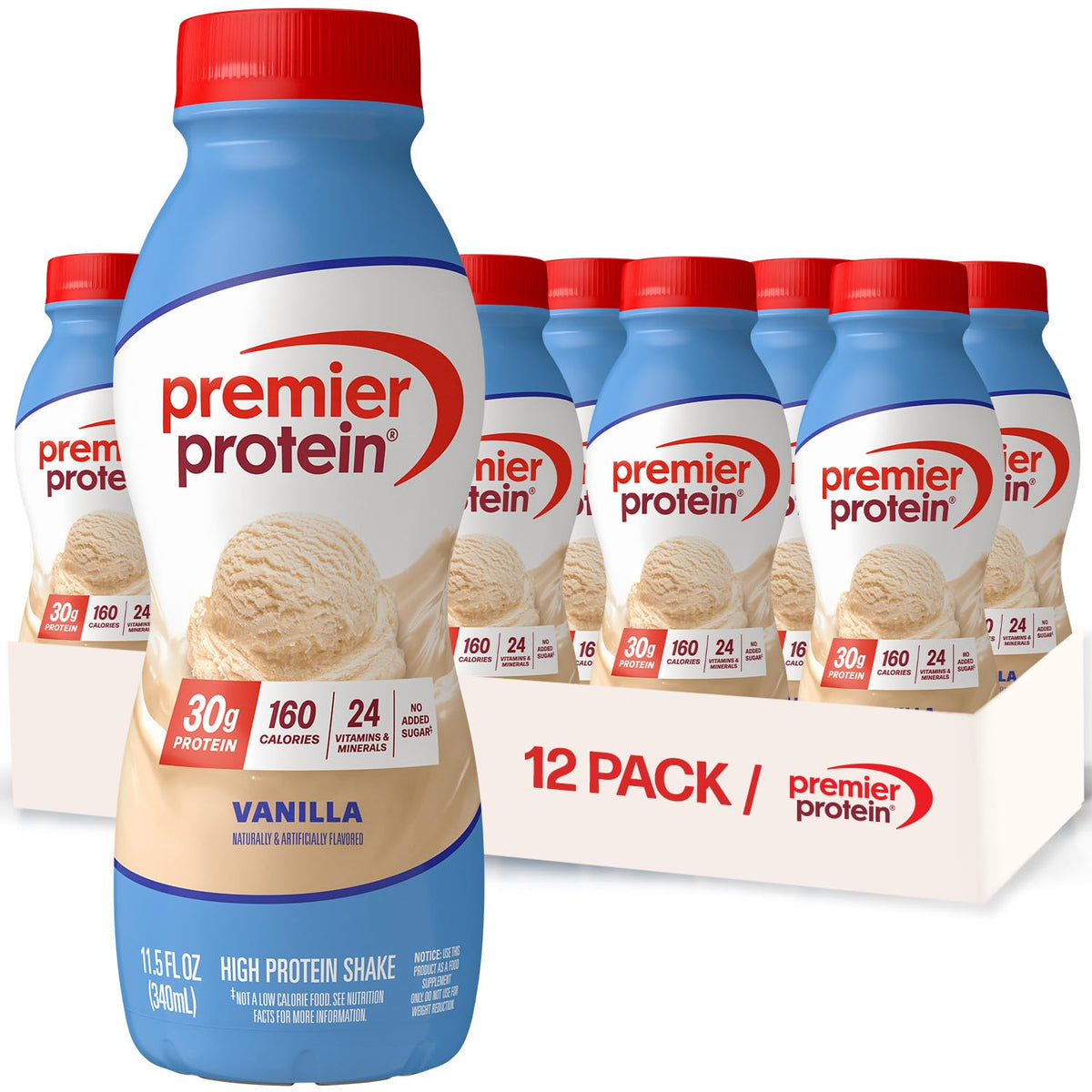 Premier Protein 30g High Protein Shake, Bananas & Cream, 12 Pack