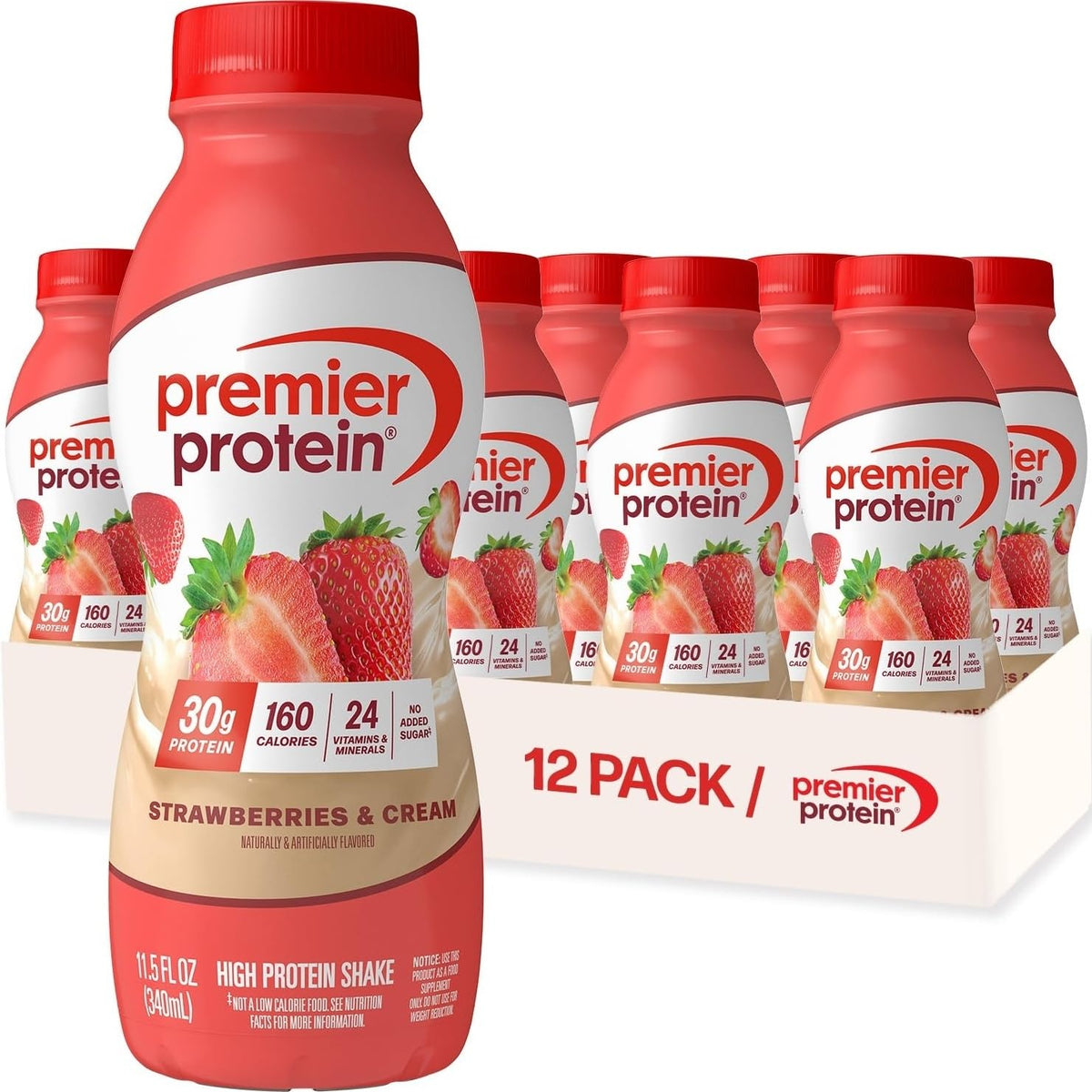 Premier Protein 30g High Protein Shake, Bananas & Cream, 12 Pack