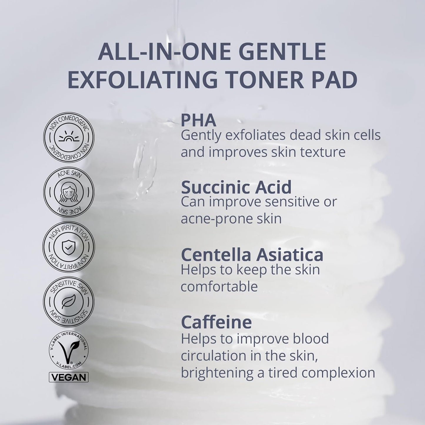 Re.SPN PHA Succinic Acid Calming Toner Pads – Daily Exfoliating, Hydrating and Soothing with CICA, Caffeine, Non-comedogenic, Vegan, Glass Skin, K-Beauty (35)