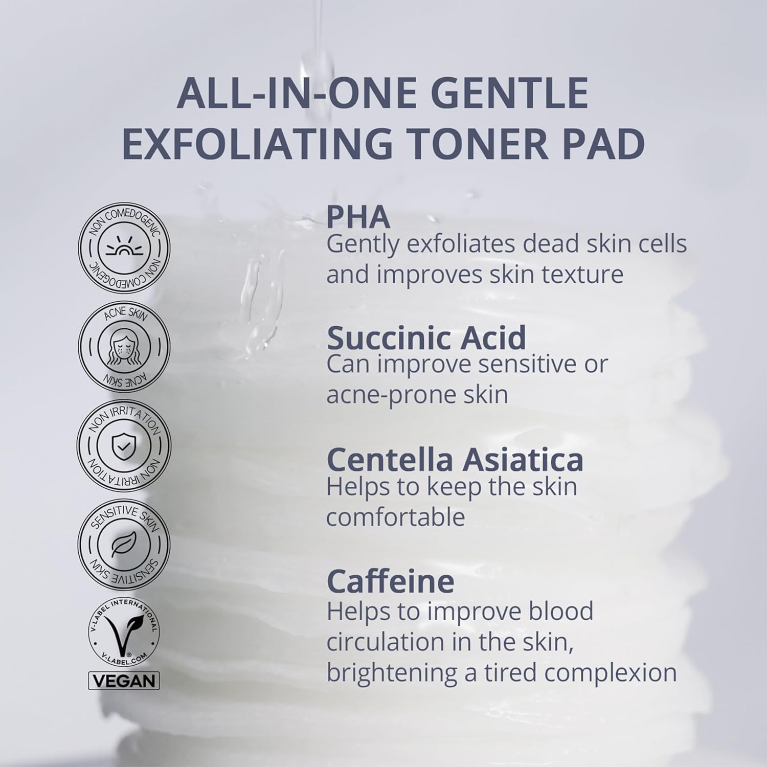 Re.SPN PHA Succinic Acid Calming Toner Pads – Daily Exfoliating, Hydrating and Soothing with CICA, Caffeine, Non-comedogenic, Vegan, Glass Skin, K-Beauty (35)