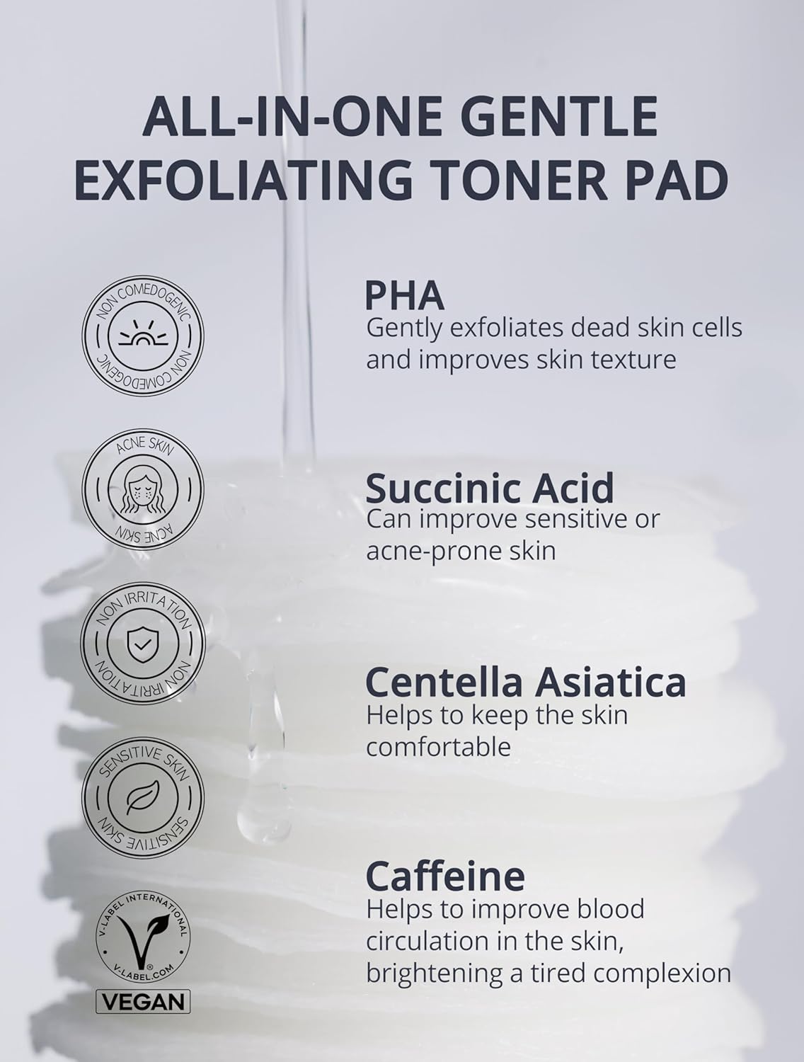 Re.SPN PHA Succinic Acid Calming Toner Pads – Daily Exfoliating, Hydrating and Soothing with CICA, Caffeine, Non-comedogenic, Vegan, Glass Skin, K-Beauty (70 + 35 Count)