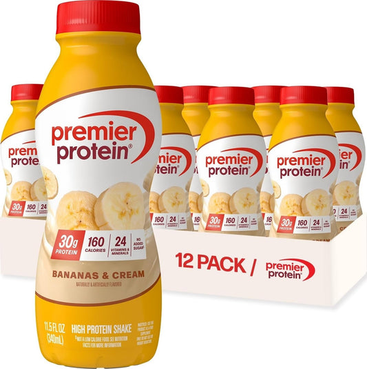 Premier Protein 30g High Protein Shake, Bananas & Cream, 12 Pack