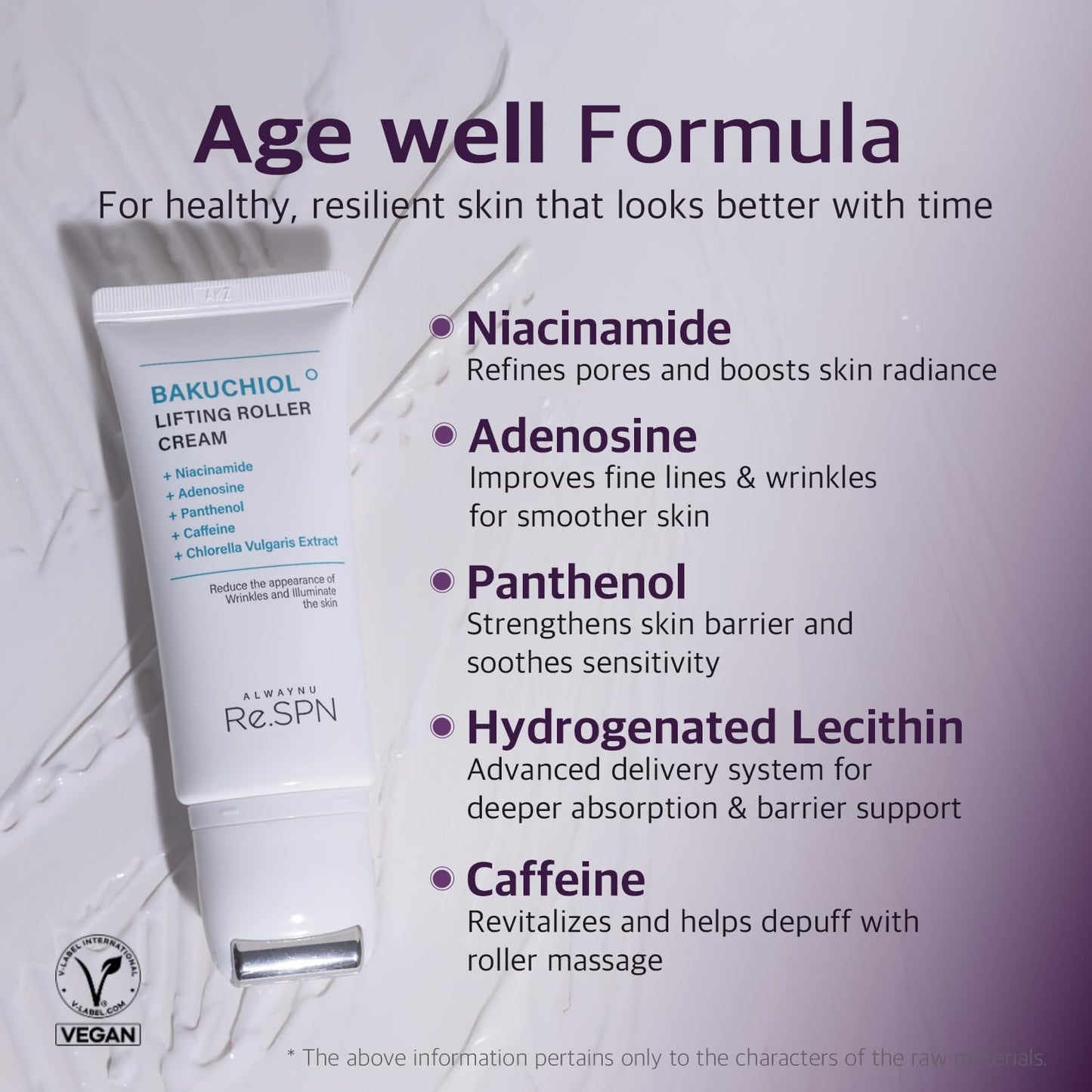 Re.SPN Bakuchiol Lifting Roller Cream – For Wrinkles, Lifting & Pore Tightening on Face & Neck with Gua Sha Applicator, Vegan, Natural Retinol, Niacinamide, K-Beauty (1.69 fl oz)