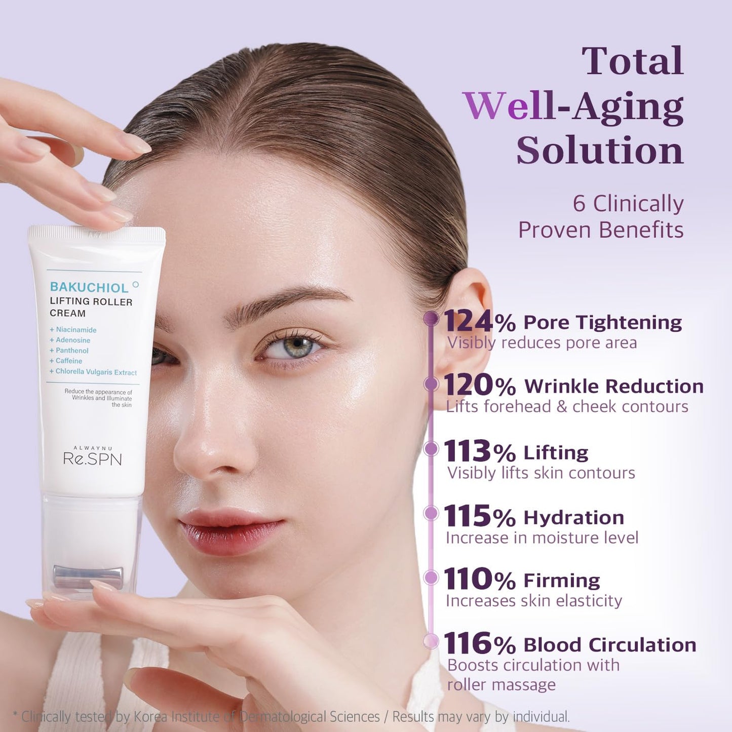 Re.SPN Bakuchiol Lifting Roller Cream – For Wrinkles, Lifting & Pore Tightening on Face & Neck with Gua Sha Applicator, Vegan, Natural Retinol, Niacinamide, K-Beauty (1.69 fl oz)