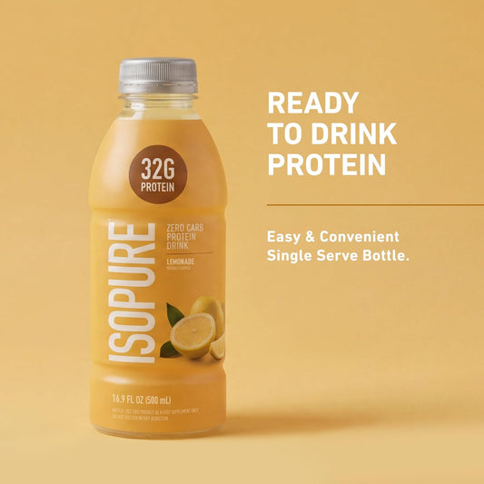 Isopure Zero Carb Clear Protein Drink, Lemonade 12 Count