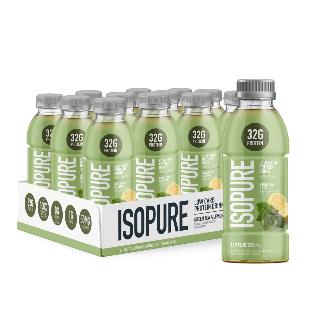 Isopure Zero Carb Clear Protein Drink, Lemonade 12 Count