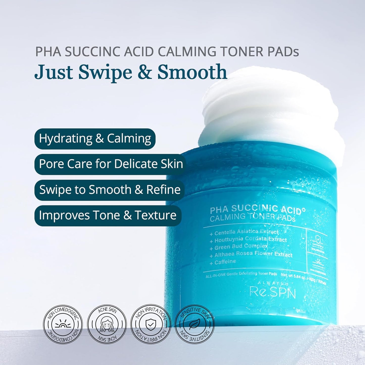 Re.SPN PHA Succinic Acid Calming Toner Pads + Re.SPN Peptide Firming Roller Eye Serum