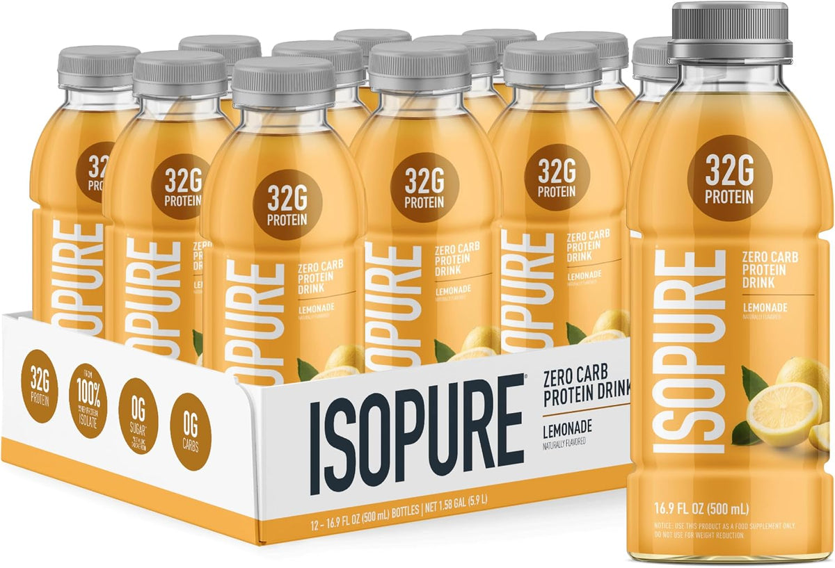 Isopure Zero Carb Clear Protein Drink, Lemonade 12 Count