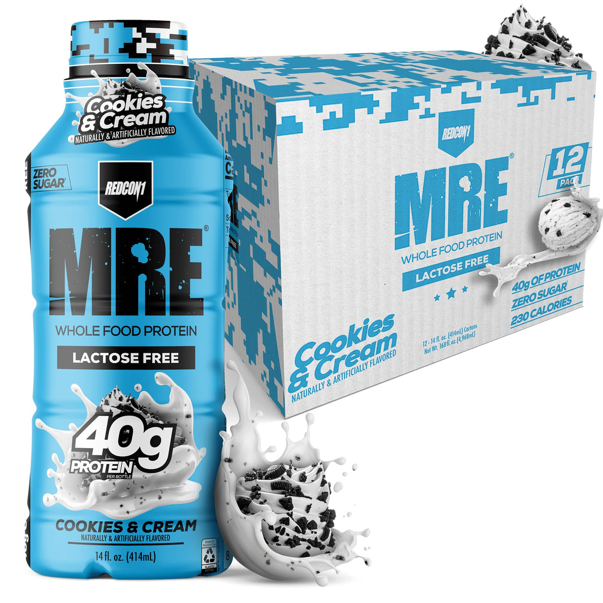 REDCON1 MRE RTD Protein Shake | Strawberry Shortcake | Lactose Free, 40g Protein - 12 Pack, 14 oz