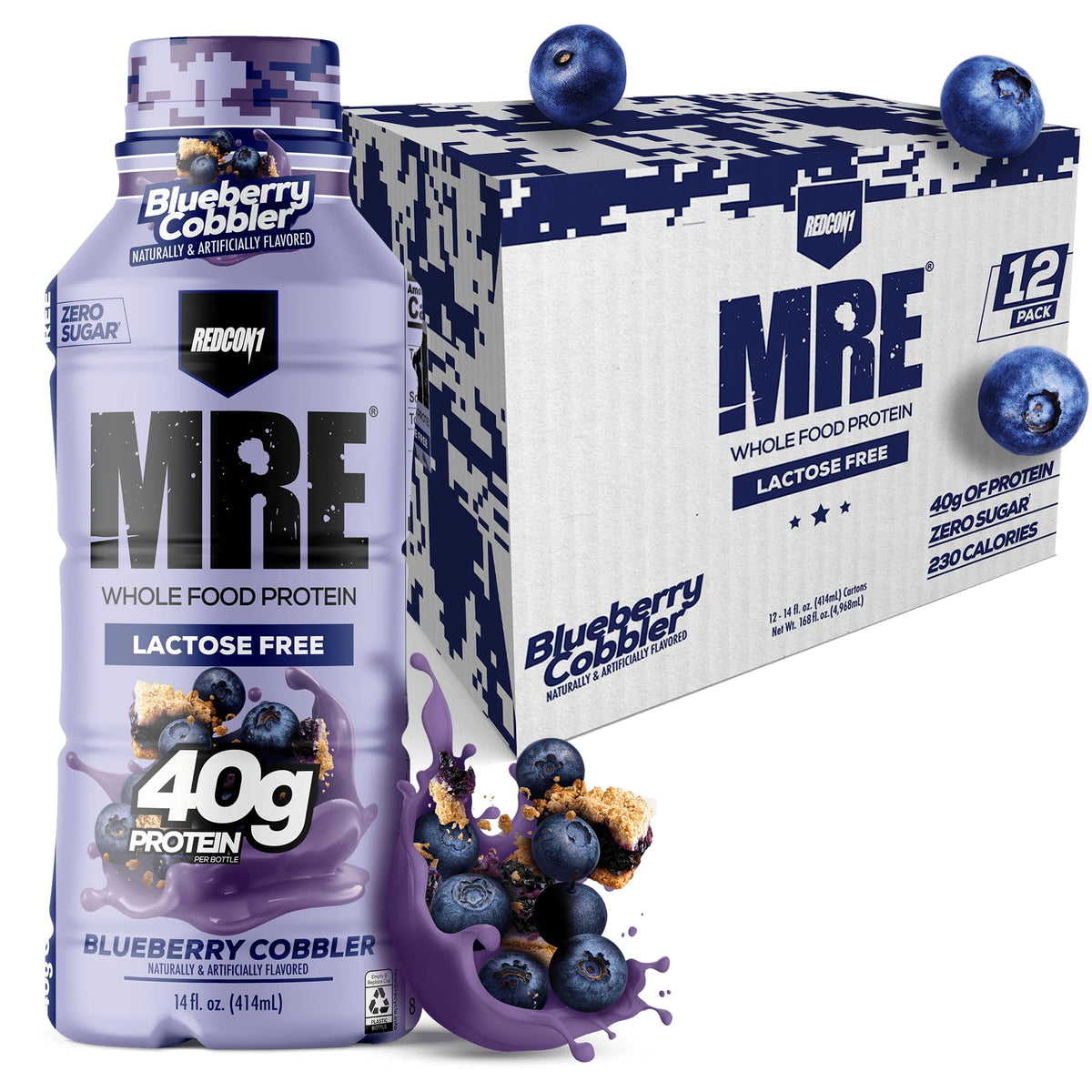 REDCON1 MRE RTD Protein Shake | Strawberry Shortcake | Lactose Free, 40g Protein - 12 Pack, 14 oz