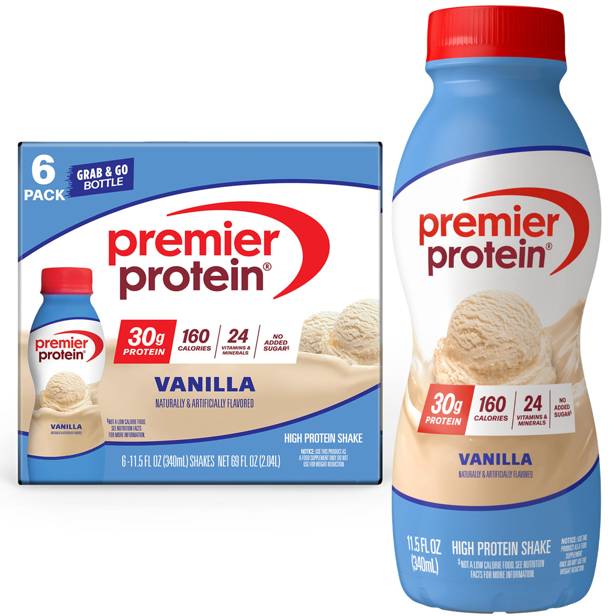 Premier Protein 30g High Protein Shake, Bananas & Cream, 12 Pack