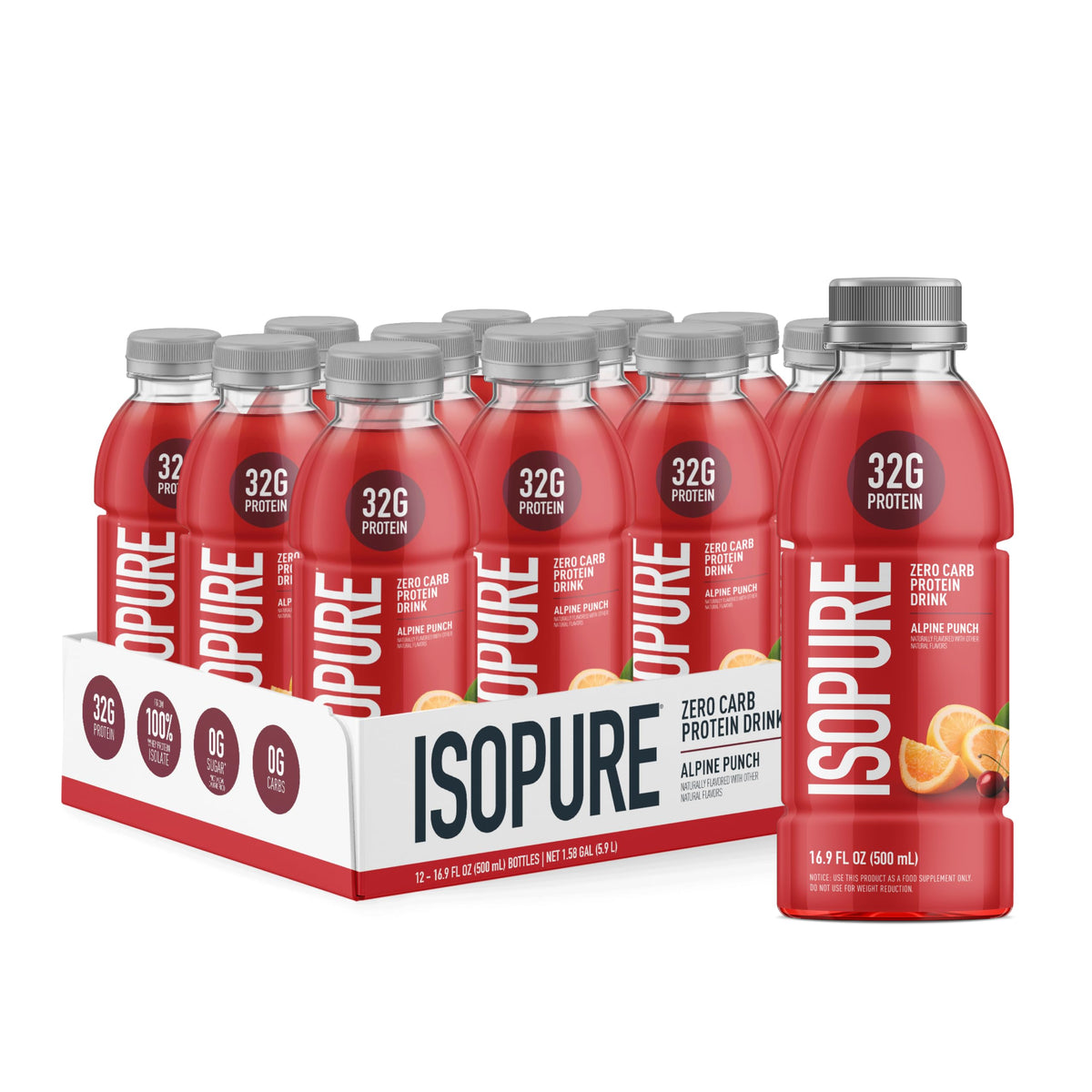 Isopure Zero Carb Clear Protein Drink, Lemonade 12 Count