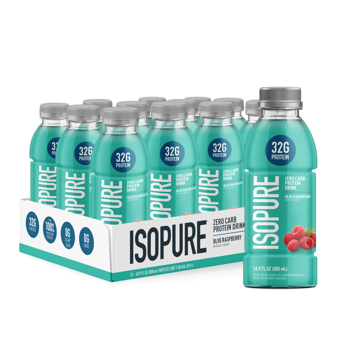 Isopure Zero Carb Clear Protein Drink, Lemonade 12 Count